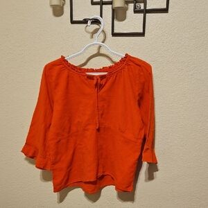Y2K Tangents Vibrant Orange Women's Blouse With Flare 3/4 Sleeves
